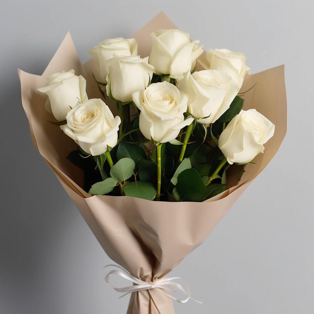 Букет 9 Белых роз Эдлесс Лав в Гурзуфе Республика Крым