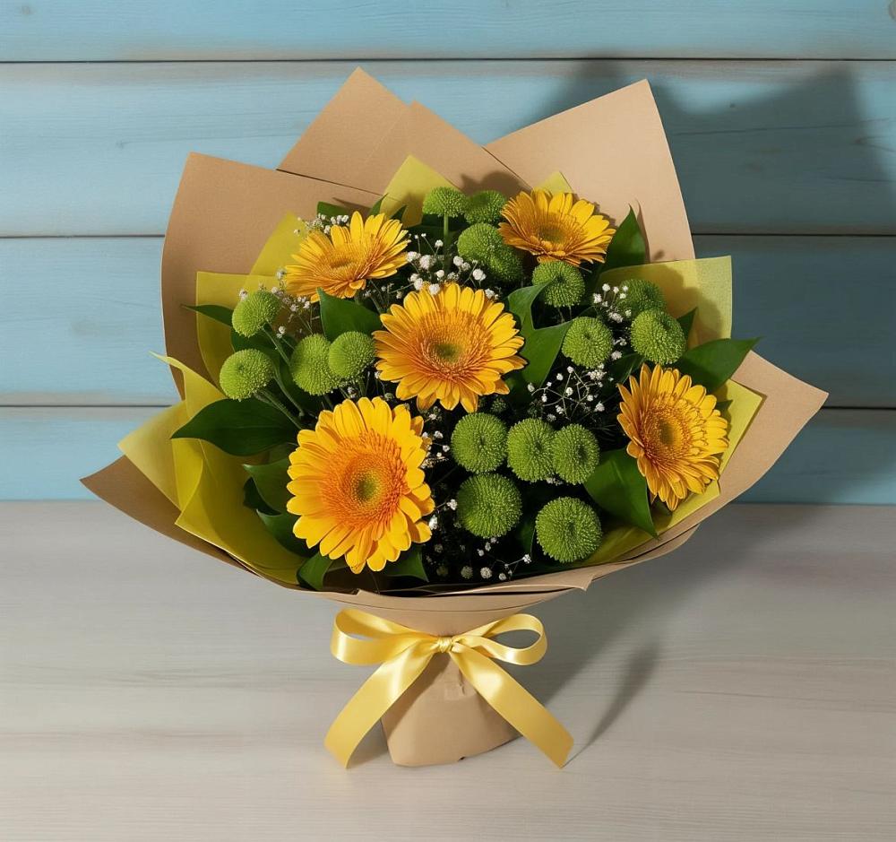 Букет цветов из: Герберы и Хризантемы в Гурзуфе Республика Крым
