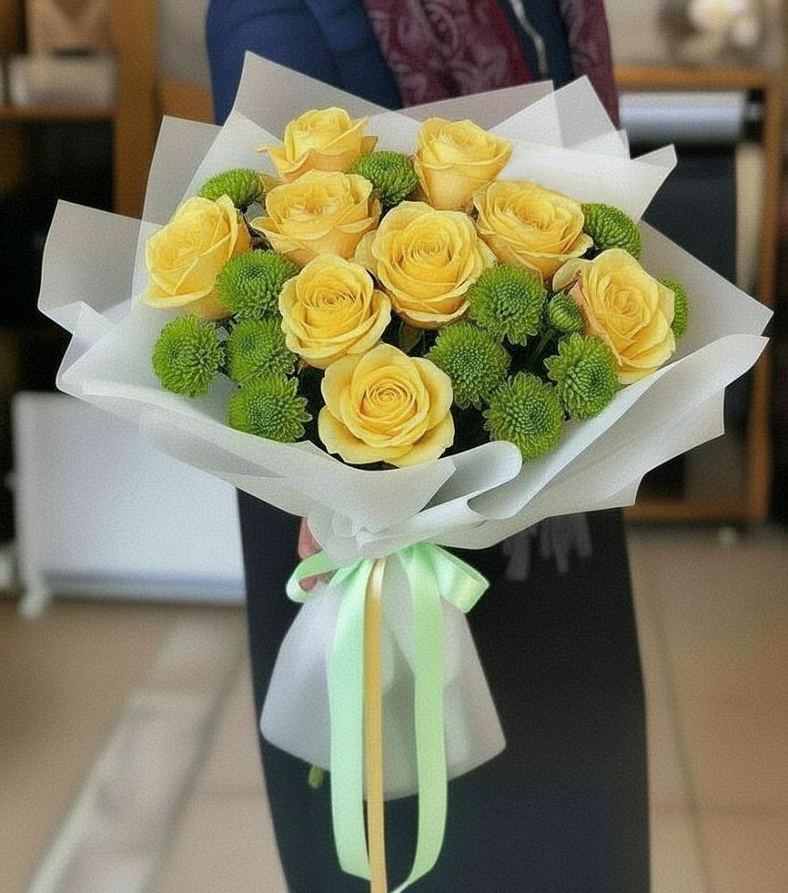 Букет цветов из: Хризантемы и Розы в Гурзуфе Республика Крым