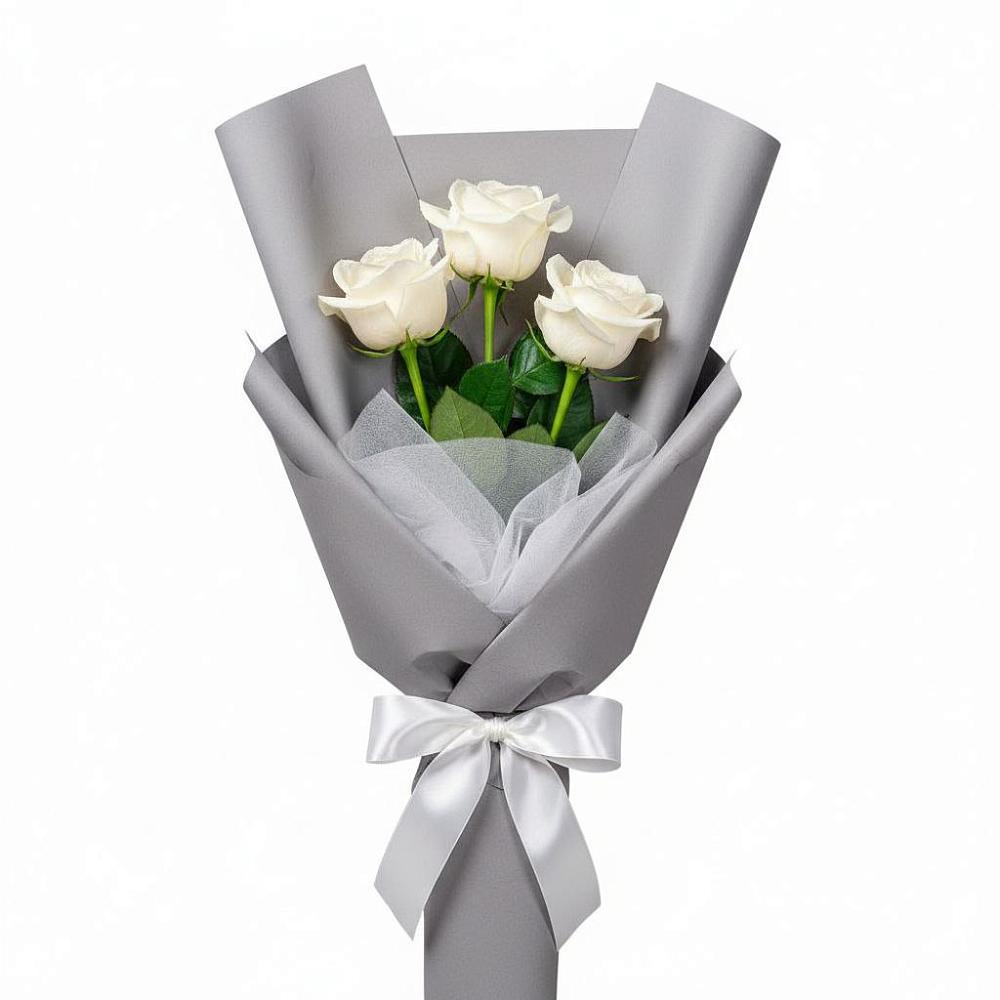 Букет 3 белые розы в Гурзуфе Республика Крым