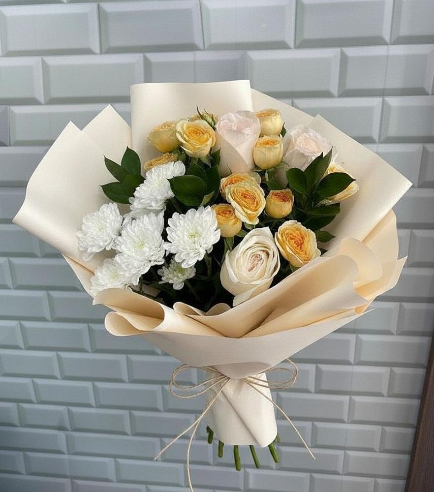 Букет цветов из: Розы и Хризантемы в Гурзуфе Республика Крым