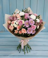 Букет цветов из:  Хризантемы, Розы и Альстромерии в Гурзуфе Республика Крым