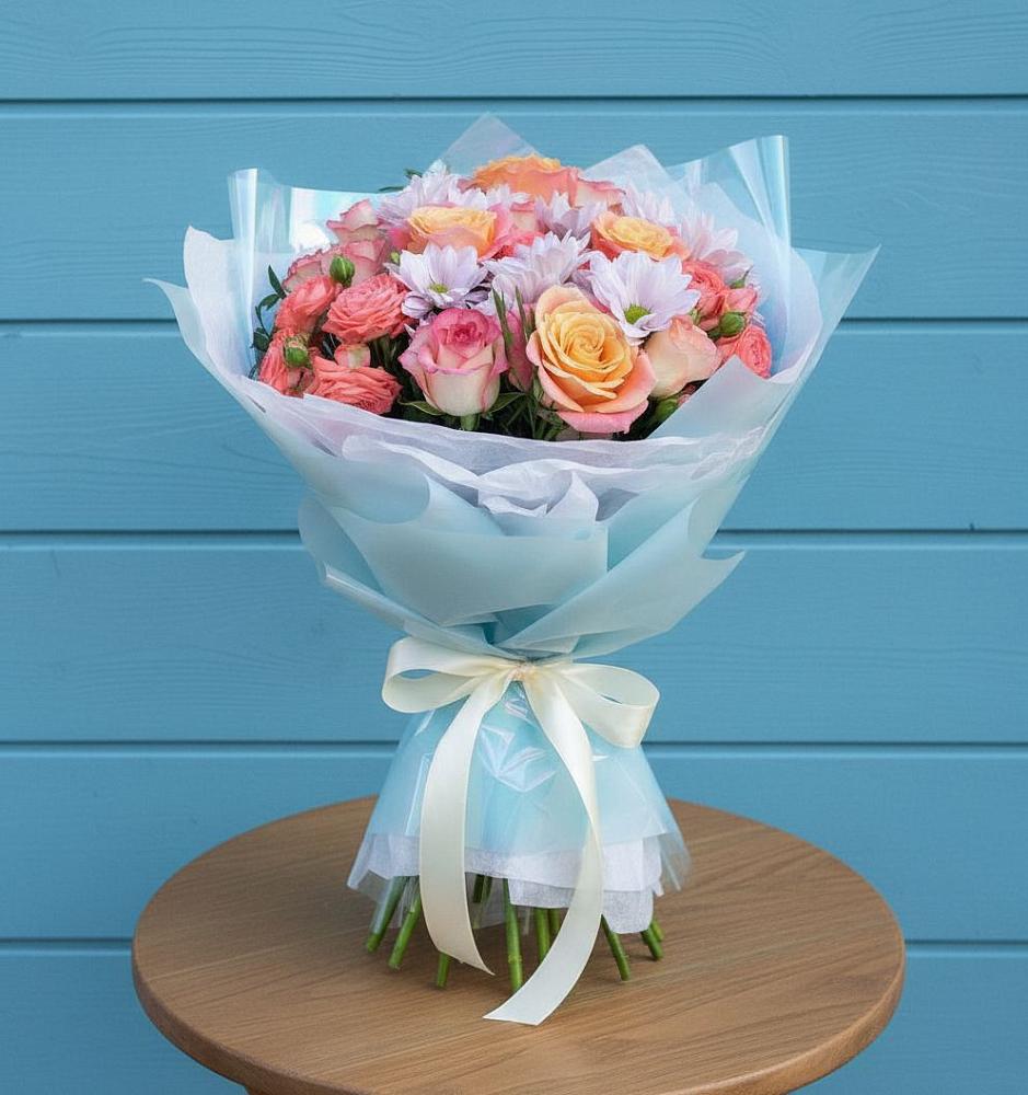 Букет цветов из: Хризантемы и Розы в Гурзуфе Республика Крым