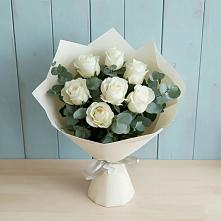 Букет Белые розы в Эвкалипте в Гурзуфе Республика Крым