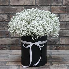 Цветочная композиция из Гипсофила в шляпной коробке в Гурзуфе Республика Крым