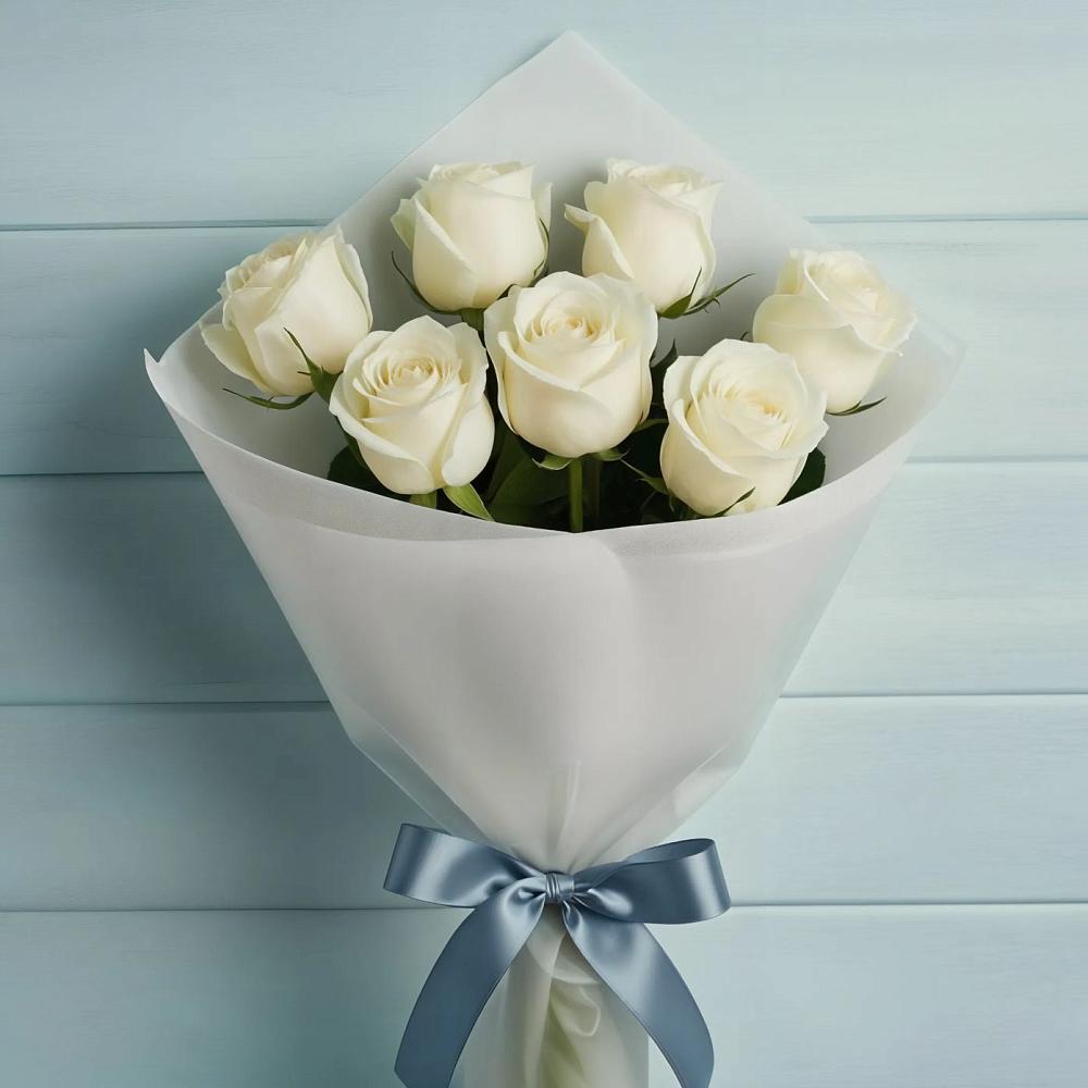 Букет 7 Белых роз Эдлесс Лав в Гурзуфе Республика Крым